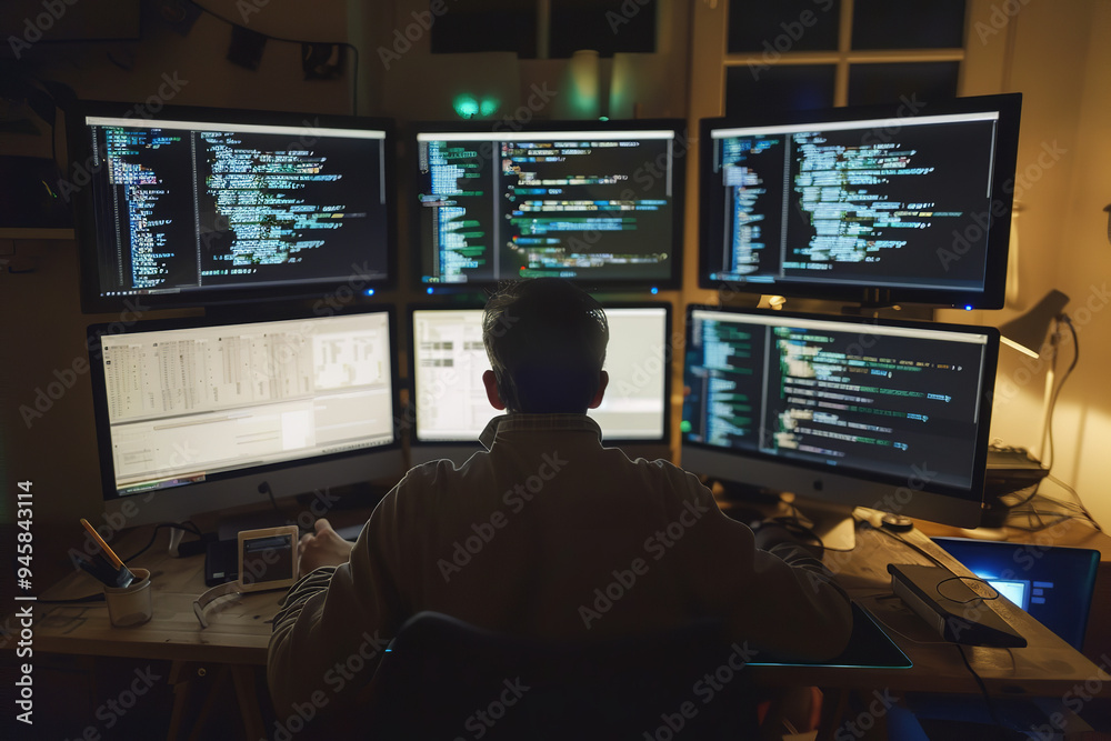 Dedicated Coder Working on Complex Projects Late at Night  
