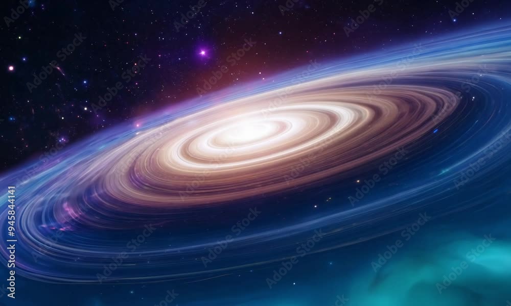 A swirling galaxy with a bright core surrounded by nebulae and stars A swirling galaxy with a bright core surrounded by nebulae and stars
