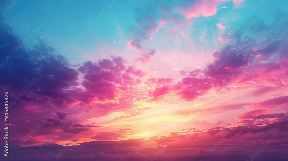 Obraz premium Dramatic Sunset with Vibrant Pink and Purple Clouds background 