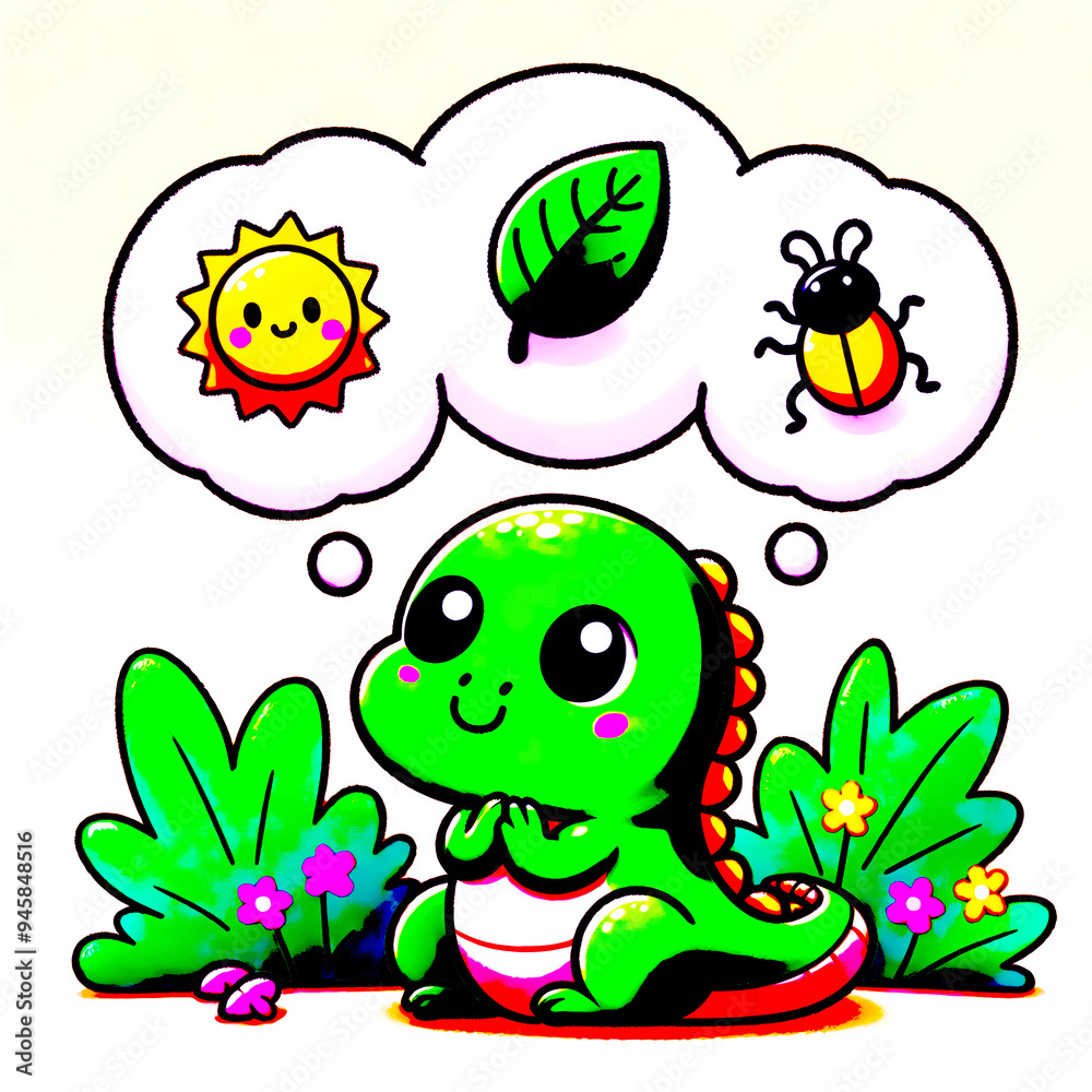 Obraz premium lizard dreams cartoon 