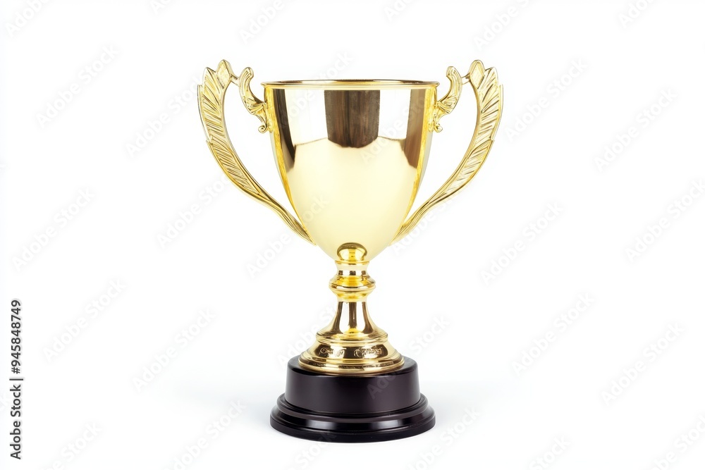 Elegant golden trophy cup isolated on a clean white background for awards and achievements Elegant golden trophy cup isolated on a clean white background for awards and achievements
