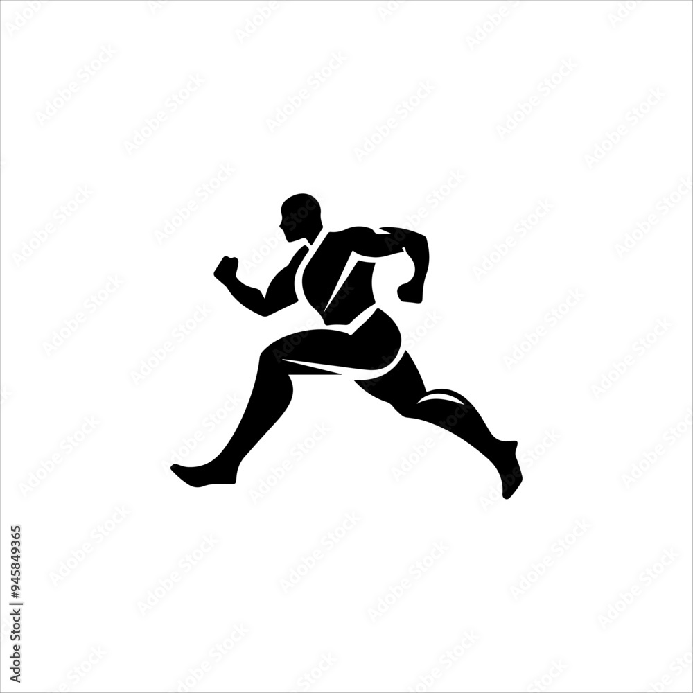 Running Man silhouette Logo with Finish ribbon, Marathon logo template Running Man silhouette Logo with Finish ribbon, Marathon logo template