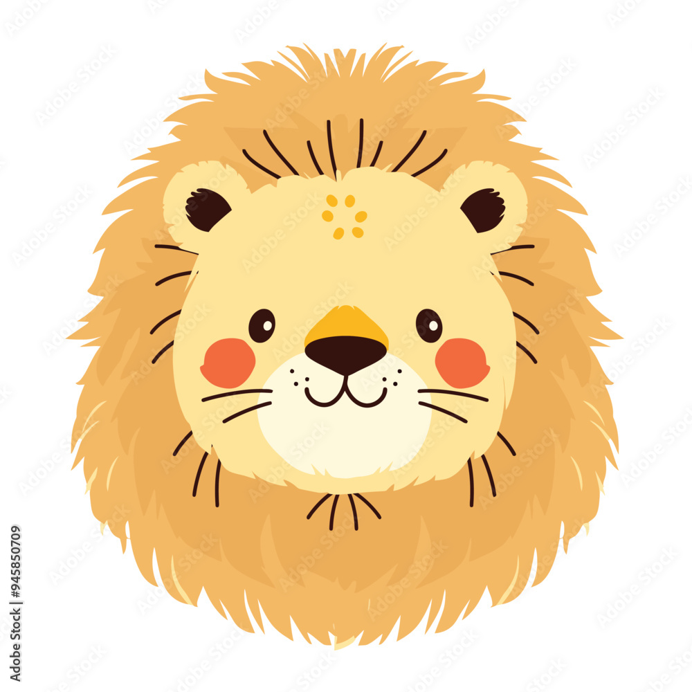 A cute cartoon lion head with simple flat illustration style for vector graphic logo design isolated on a white background A cute cartoon lion head with simple flat illustration style for vector graphic logo design isolated on a white background