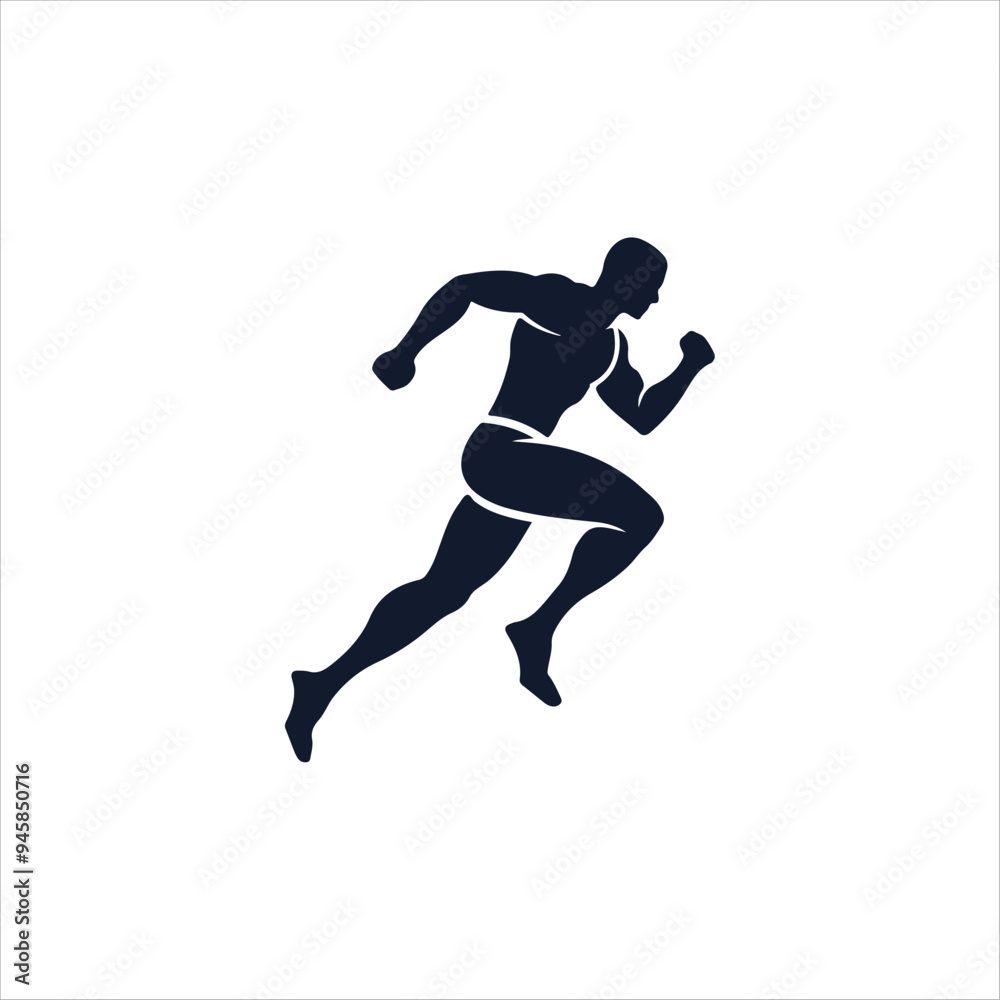 Running Man silhouette Logo with Finish ribbon, Marathon logo template Running Man silhouette Logo with Finish ribbon, Marathon logo template