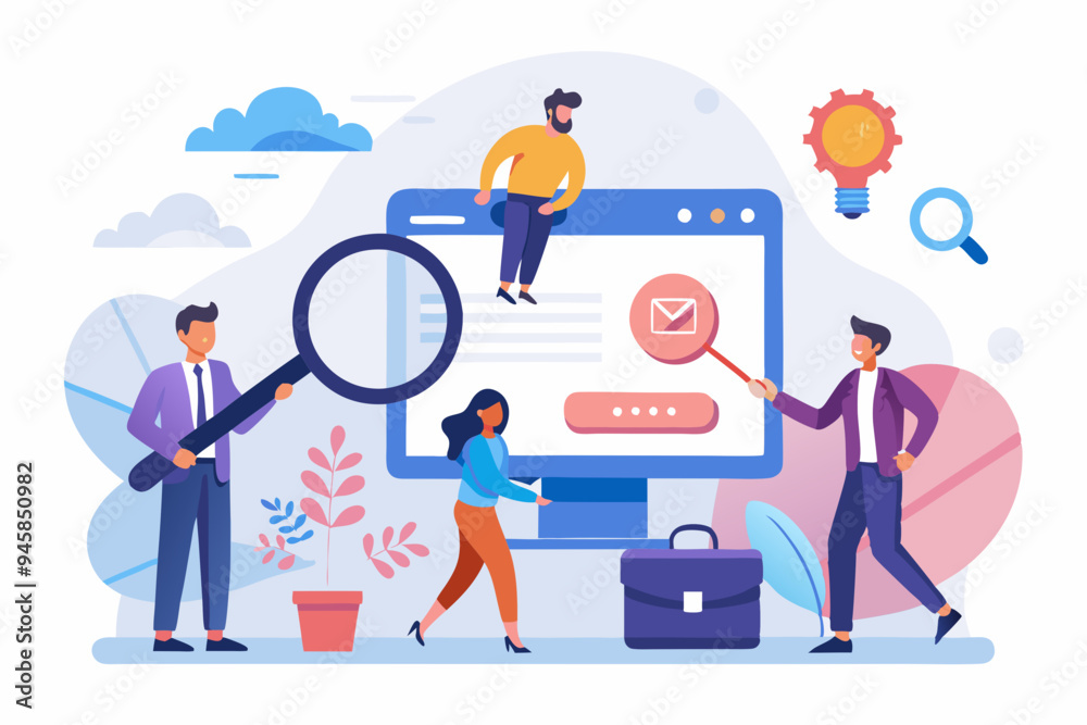 Search new job, finding candidate or discover talent, hiring and recruitment, SEO search engine optimization, find career opportunity concept, business people HR push magnifying glass on search bar.
Search new job, finding candidate or discover talent, hiring and recruitment, SEO search engine optimization, find career opportunity concept, business people HR push magnifying glass on search bar.