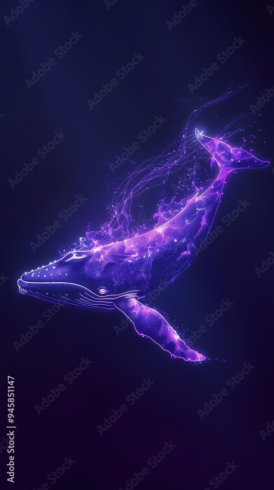 Neon whale sketch line illustration poster background Neon whale sketch line illustration poster background