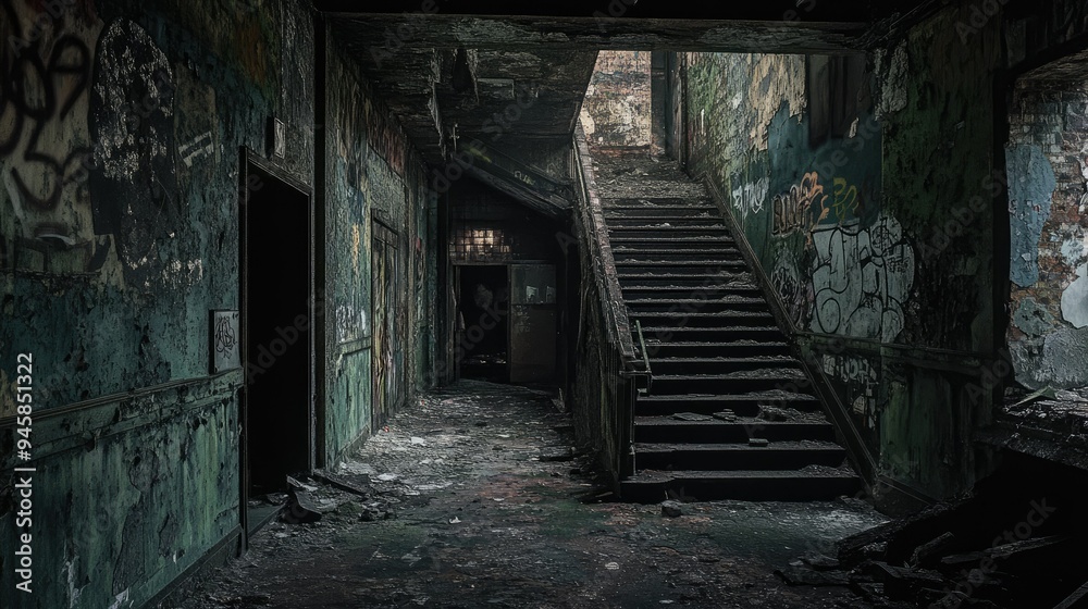 Gritty urban landscape, capturing the essence of exploration and decay, creating a moody wallpaper. Gritty urban landscape, capturing the essence of exploration and decay, creating a moody wallpaper.