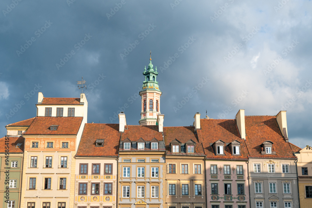 Fototapeta premium Beautiful buildings at Warsaw's Old Town Market Place.