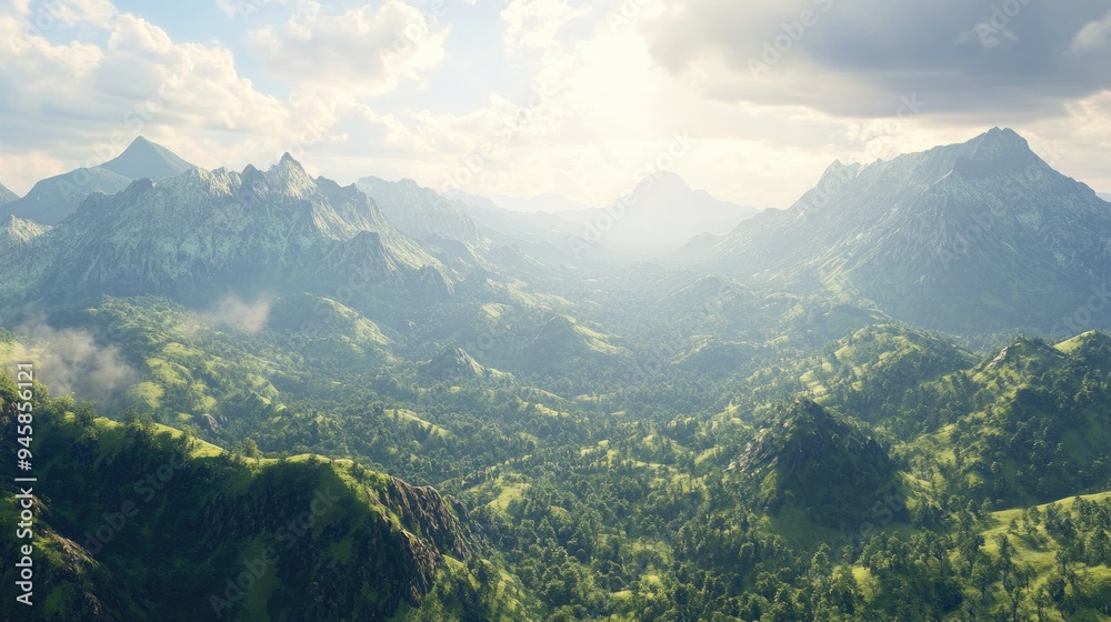 Majestic mountain landscape with a clear sky, evoking awe and tranquility. Majestic mountain landscape with a clear sky, evoking awe and tranquility.