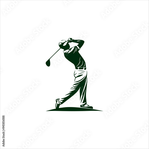 People golfing logo design illustration
