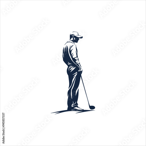 People golfing logo design illustration