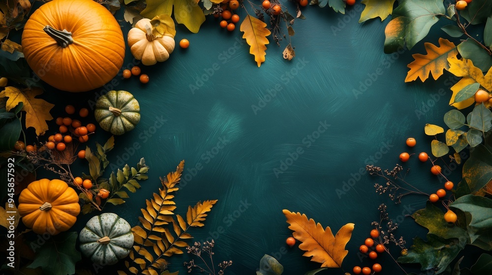 A Beautiful Autumn Harvest Arrangement with Pumpkins and Leaves A Beautiful Autumn Harvest Arrangement with Pumpkins and Leaves