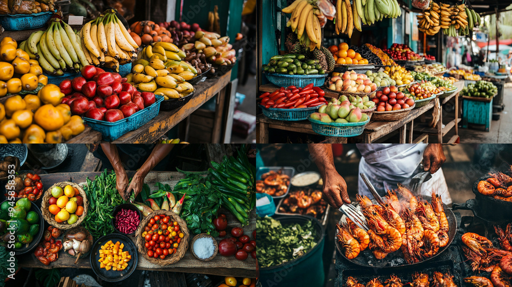 Fototapeta premium fruit and vegetables on market stall