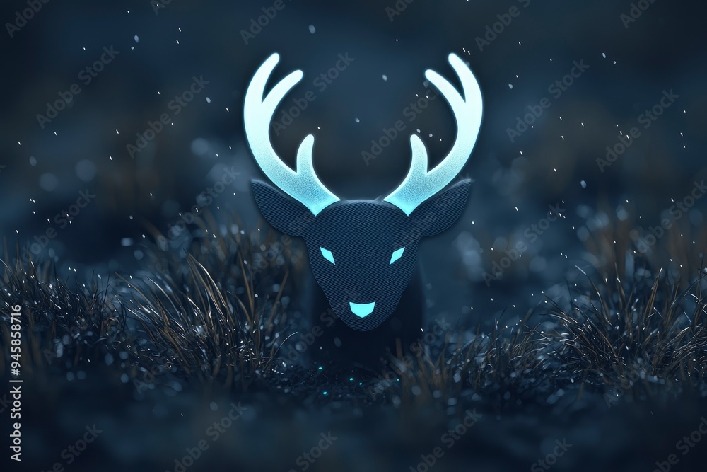 Glowing Deer Silhouette in the Night Glowing Deer Silhouette in the Night