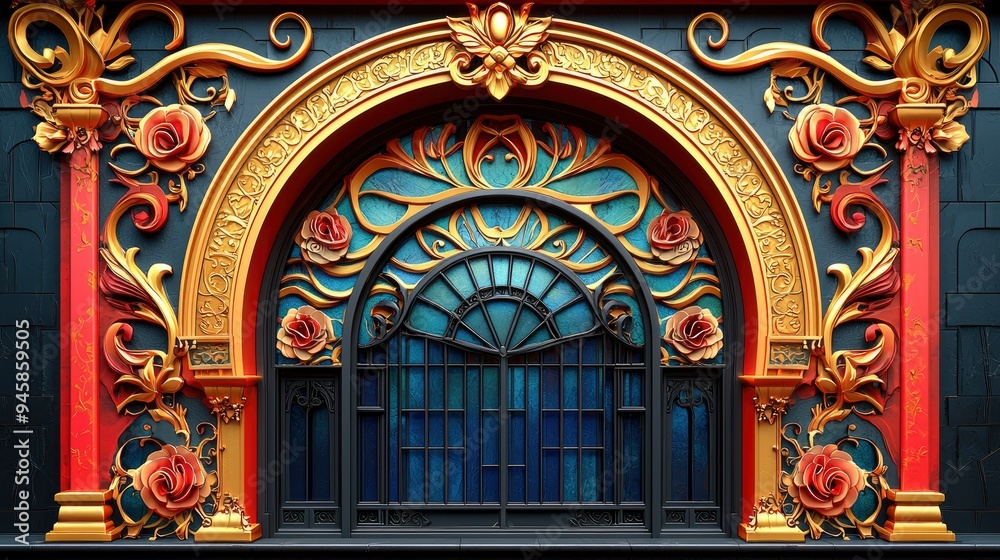 Obraz premium Ornate Architectural Arch with Floral Accents