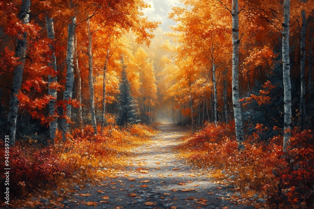 Obraz premium An autumn forest. Generative AI