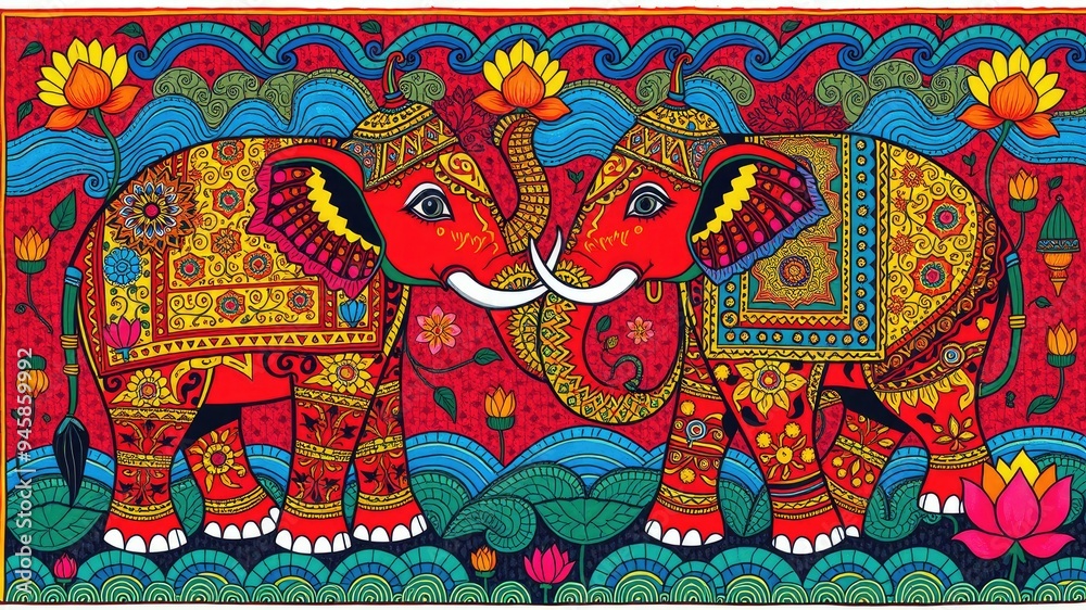 Pattern with elephant, Abstract painting, elephant pattern, flower ornament pattern.seamless pattern with elephant and flowers Pattern with elephant, Abstract painting, elephant pattern, flower ornament pattern.seamless pattern with elephant and flowers