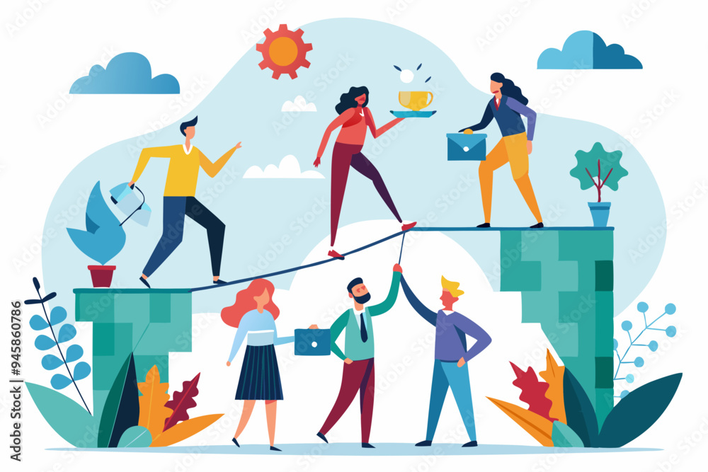 Build business bridge connect path together, solution or teamwork idea, cooperation or collaboration to success together concept, business people team help building the bridge to connect the way.
Build business bridge connect path together, solution or teamwork idea, cooperation or collaboration to success together concept, business people team help building the bridge to connect the way.
