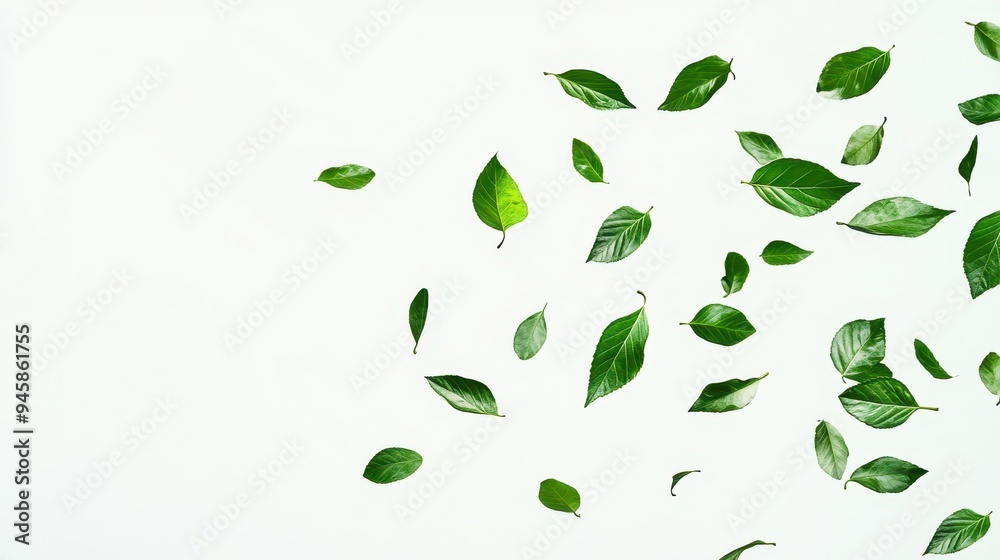 A collection of green leaves scattered against a light background, symbolizing nature and freshness. A collection of green leaves scattered against a light background, symbolizing nature and freshness.