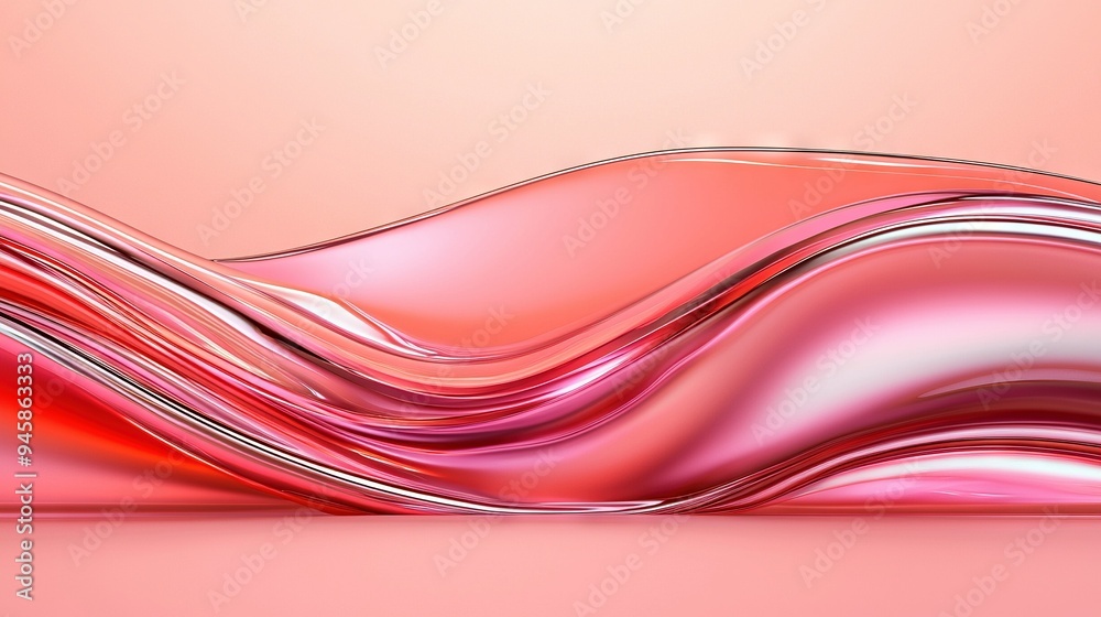 Obraz premium A zoomed-in photo of a pink and silver item featuring rippling patterns at the base and a soft pink backdrop