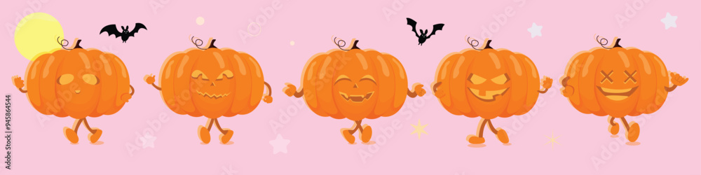 Set Halloween pumpkin Character Set Halloween pumpkin Character