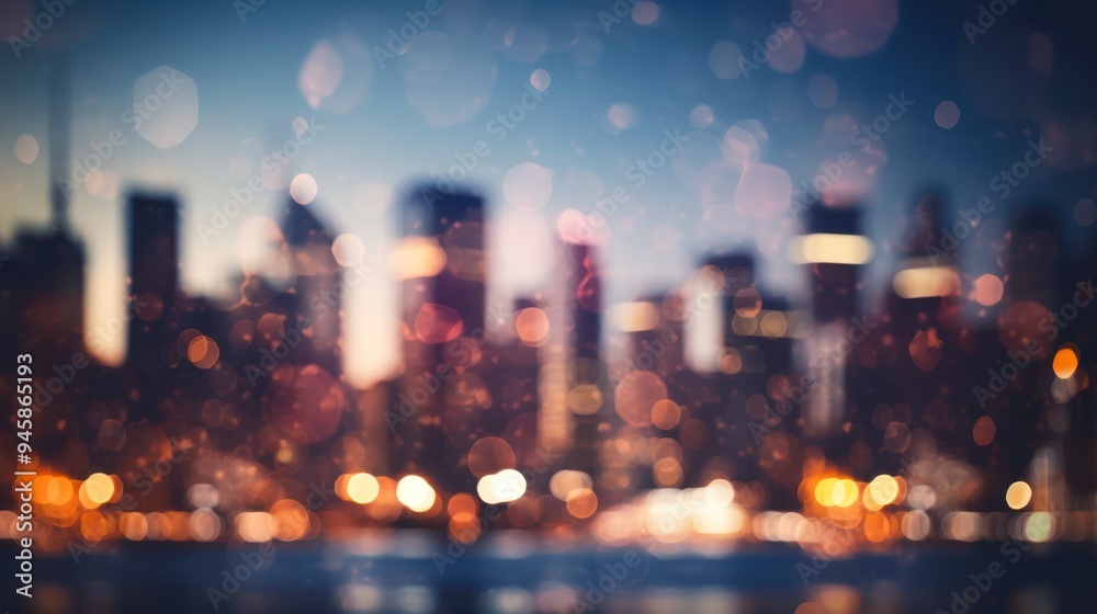 A blurred city skyline at twilight A blurred city skyline at twilight