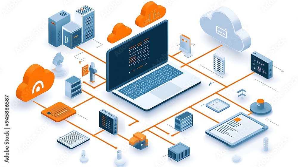 A cloud computing network data center with advanced server storage technology. A cloud computing network data center with advanced server storage technology.