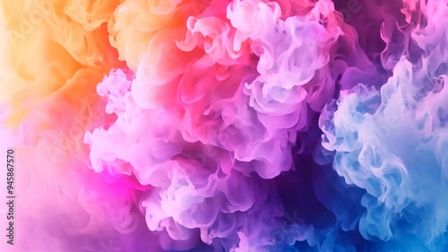 Abstract textured background of bright colored paint in water, cyclic motion animation