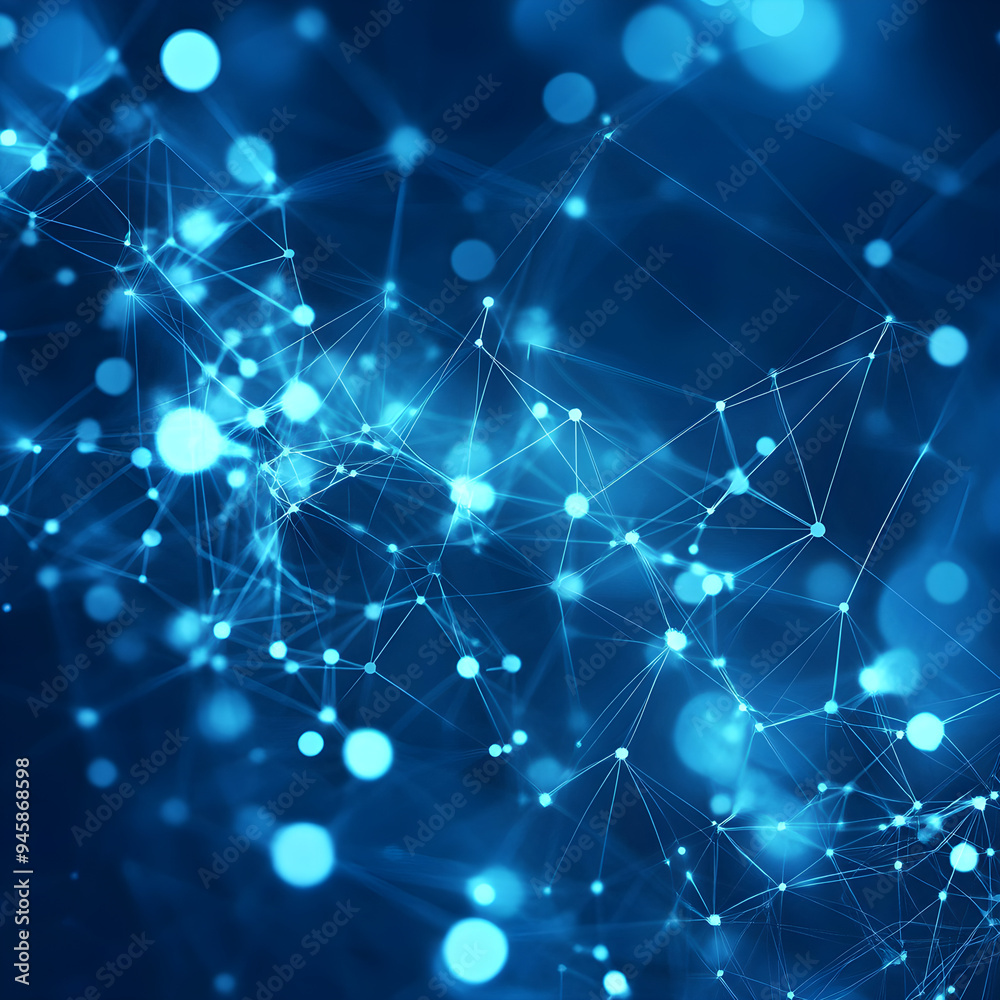 Numerous blue dots linked together in the image Numerous blue dots linked together in the image