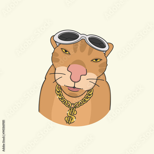Swag Cat Meme Sticker Cute Illustration
