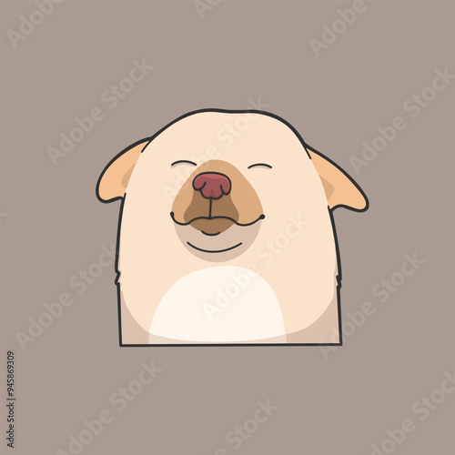 Smiling Dog Sticker Cute Illustration