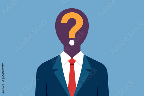 Anonymous businessman person, candidate or mention employee, who is this man, uncertainty, important person or unknown concept, anonymous businessman with question mark head unknown person.
