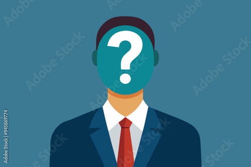 Anonymous businessman person, candidate or mention employee, who is this man, uncertainty, important person or unknown concept, anonymous businessman with question mark head unknown person.
