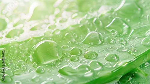 Refreshing Aloe Vera Gel Texture with Water Droplets Close-Up - Super-Resolution 32K Image. AI generated illustration photo