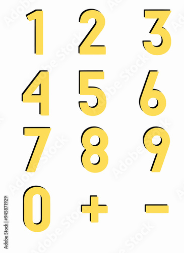 number from 0 to 9 and plus minus signs