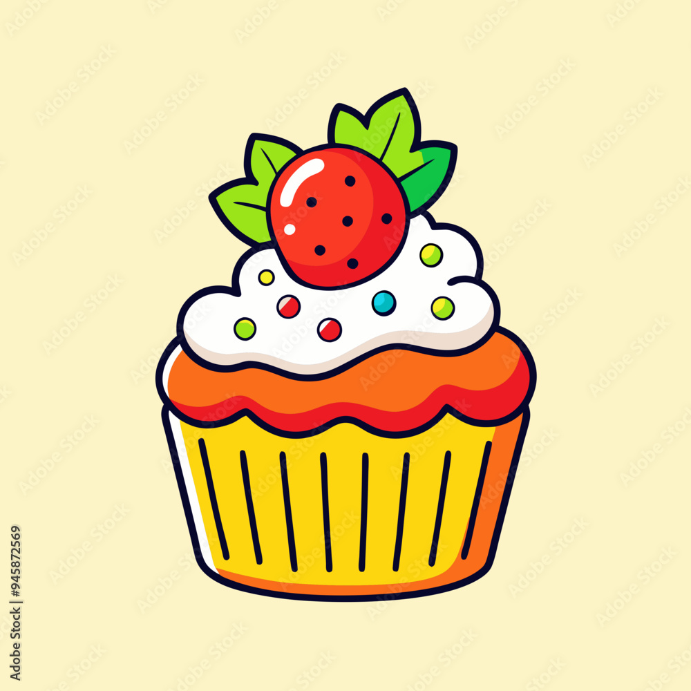 Cupcake with strawberry stock illustration Cupcake with strawberry stock illustration