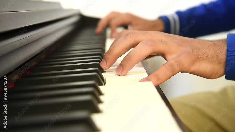young student playing the piano, taking piano lessons young student playing the piano, taking piano lessons