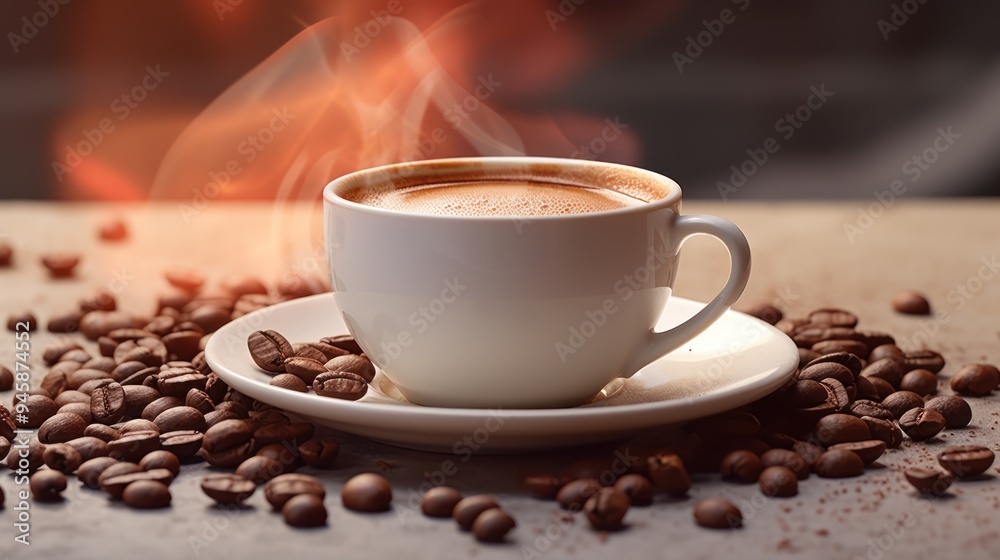 Fototapeta premium coffee cup with a swirl of cream on top, 