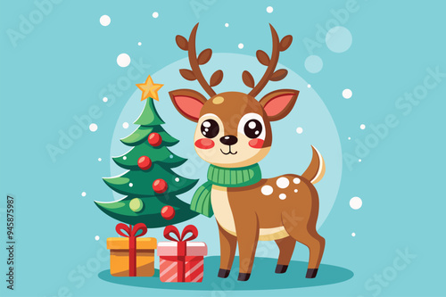 Best  cute deer is celebrating Christmas day  Art Illustrations vector a.eps