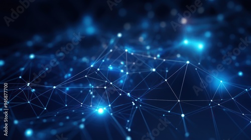 Abstract digital network with blue glowing 