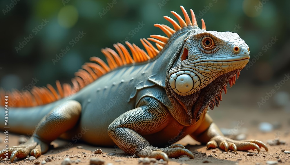 Vividly detailed iguana in natural habitat Vividly detailed iguana in natural habitat