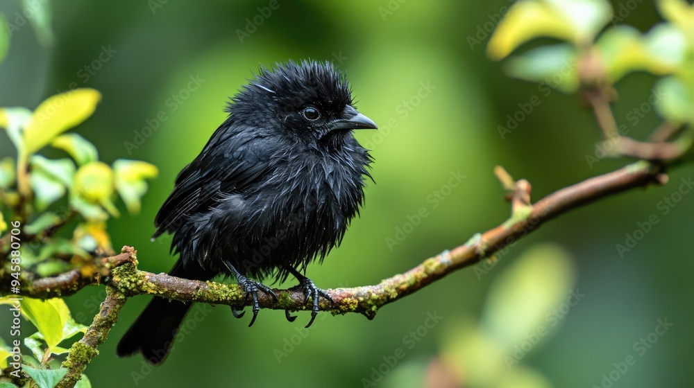 A tiny black bird preening its feathers, its movements delicate and precise, A tiny black bird preening its feathers, its movements delicate and precise,