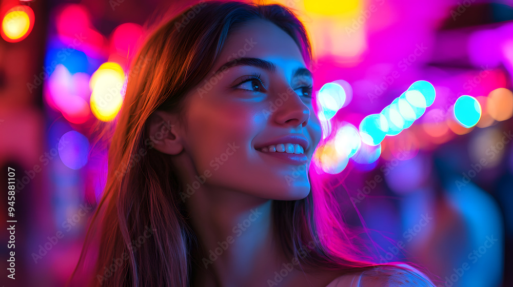 Young girl dancing at a disco in a nightclub Young girl dancing at a disco in a nightclub