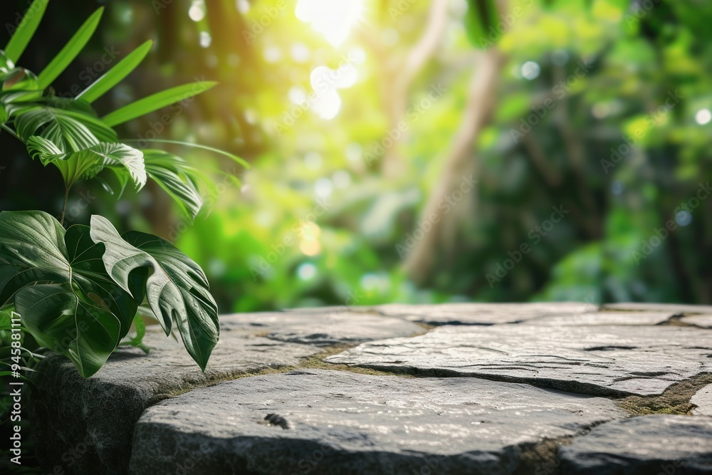 Stone podium tabletop floor outdoors nature forest. Stone podium tabletop floor outdoors nature forest.