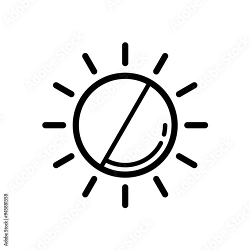 sun, brightness, brightness setting, contrast, backlight off contrast setting - vector icon