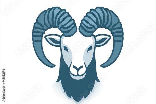 Blue Ram Head Illustration photo