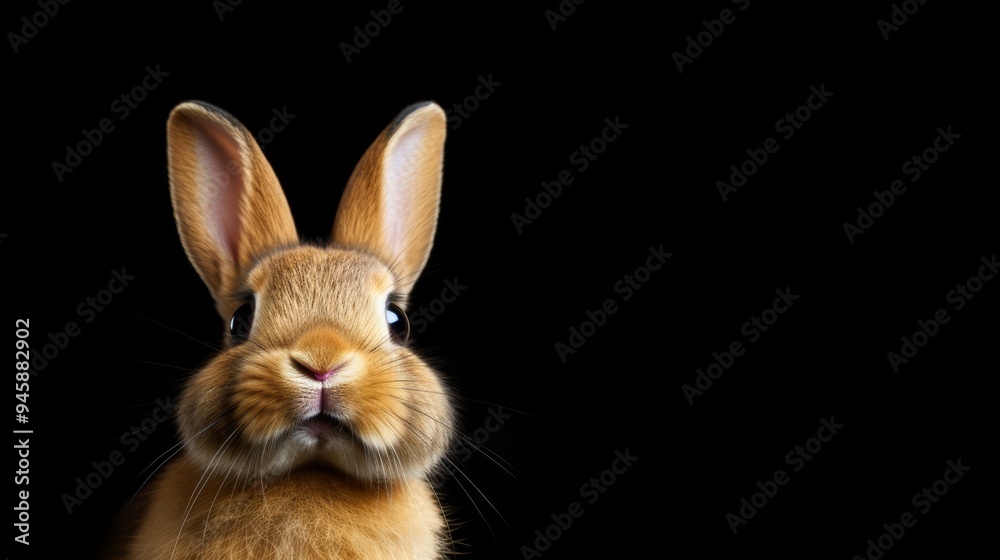 Obraz premium cute animal pet rabbit or bunny brown color smiling and laughing isolated with copy space for easter background, rabbit, animal, pet, cute, fur, ear, mammal, background, celebration, generate by AI