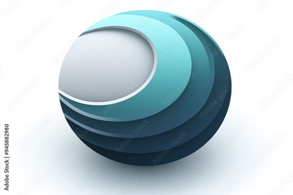 Abstract Sphere with Blue and White Stripes Abstract Sphere with Blue and White Stripes
