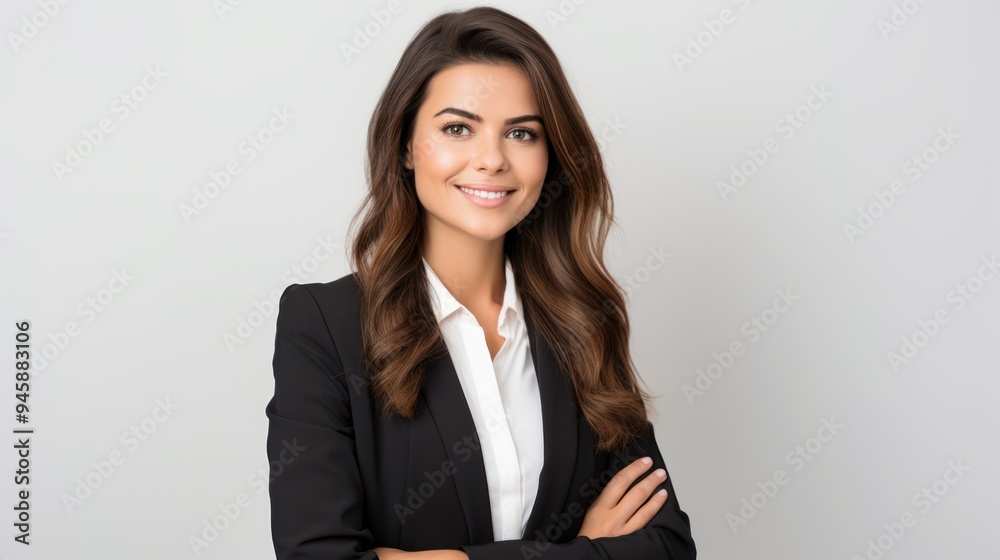 Business woman in a formal blazer smiling and looking directly at the camera, Business woman in a formal blazer smiling and looking directly at the camera,