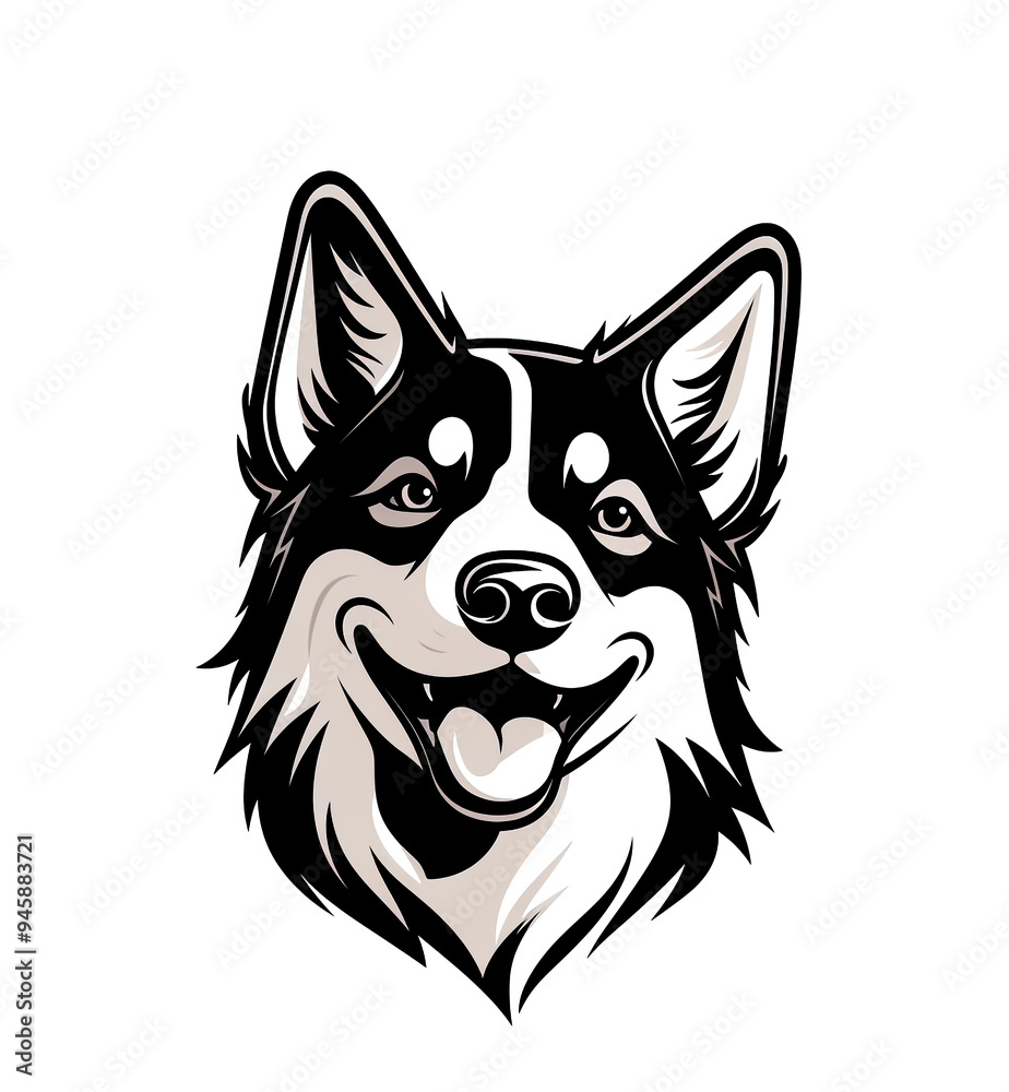 Fototapeta premium Black and white dog logo
